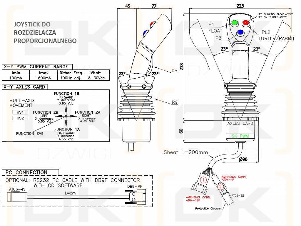 Proporcjonalny rozdzielacz hydrauliczny do ładowaczy czołowych OP (Open Center) 2-sek. max przepływ 90L. 1-sekcja pływająca - sterowany elektrycznie