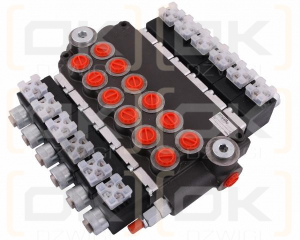 Rozdzielacz hydrauliczny 6-sekcyjny sterowany elektrycznie (12V) 50L