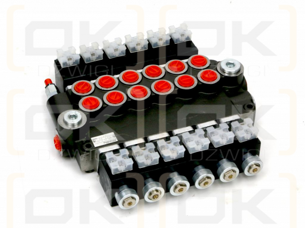 Rozdzielacz hydrauliczny 6-sekcyjny sterowany elektrycznie (12V) 80L