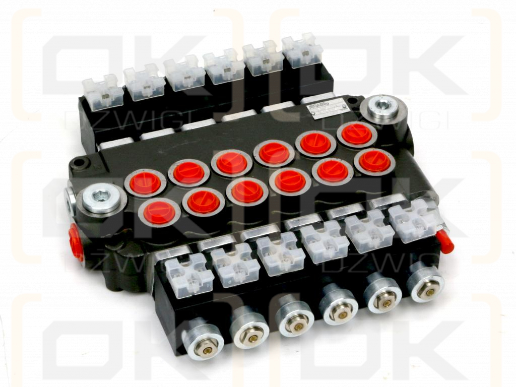 Rozdzielacz hydrauliczny 6-sekcyjny sterowany elektrycznie (12V) 80L