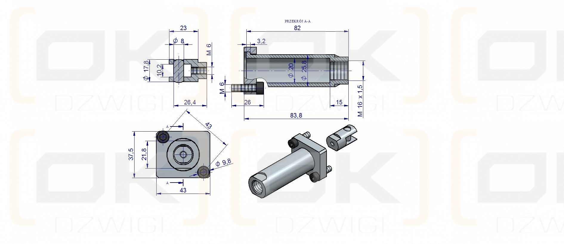 Zestaw (kit) do rozdzielacza hydraulicznego 40 - 80l/min - mocowanie linki 