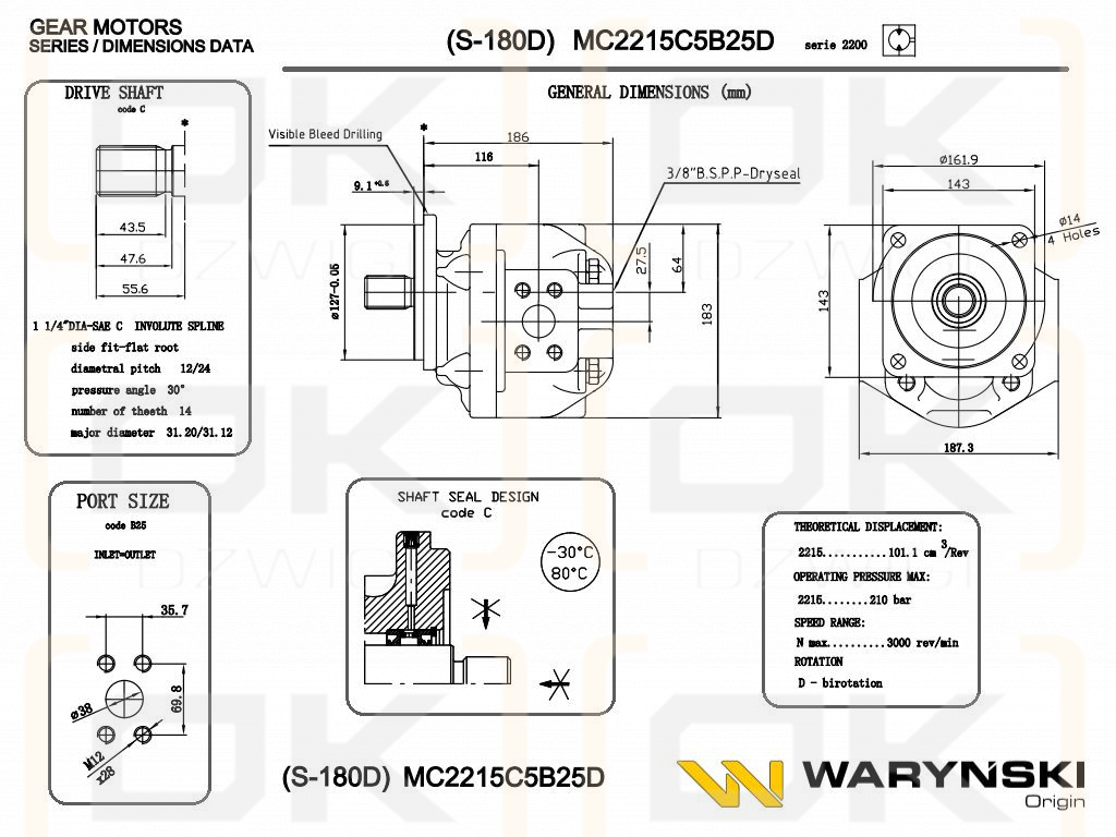 Silnik hydrauliczny MC2215C5B25D (S-180D) Waryński