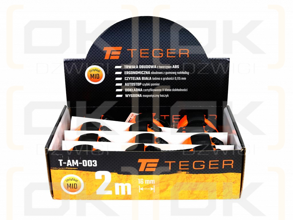 Miara stalowa rozwijana 2m 16mm  TEGER