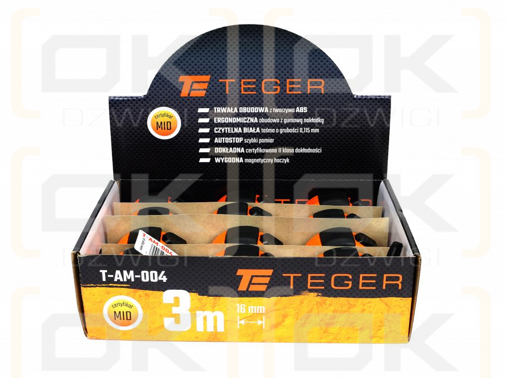 Miara stalowa rozwijana 3m 16mm TEGER