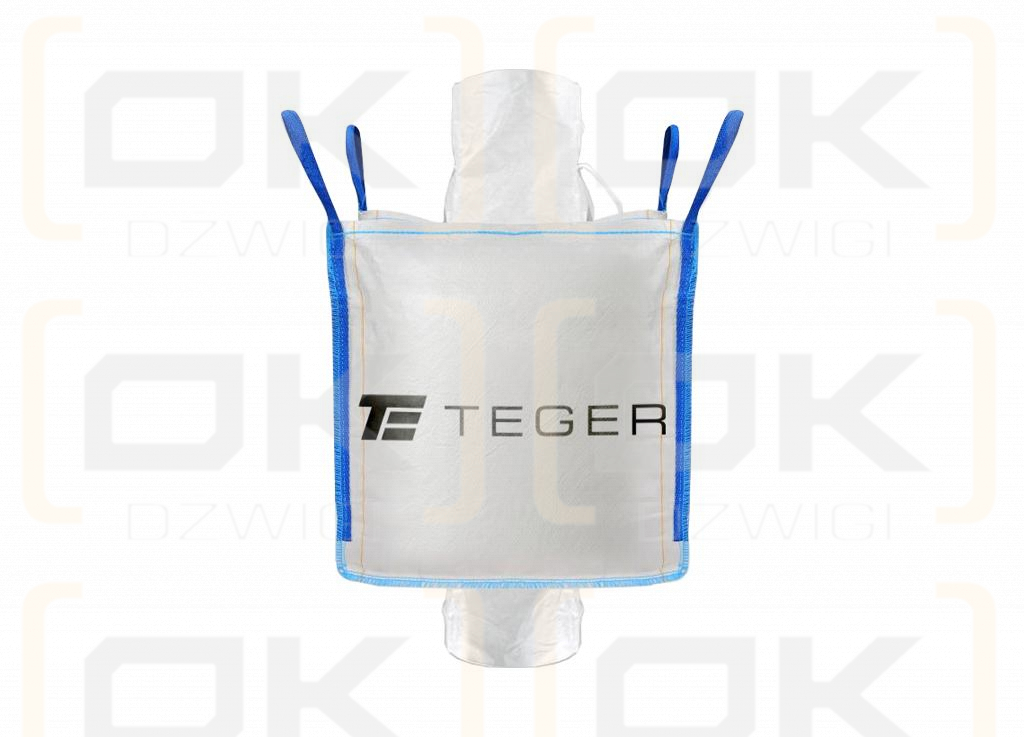 Worek BIG BAG 500kg. 90 x 90 x 90. 4 uchwyty. Lej zasypowy / Lej spustowy. Tasiemka /TEGER