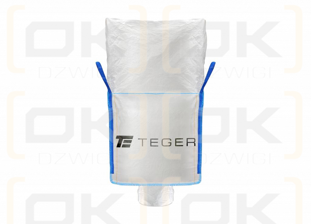 Worek BIG BAG 500kg. 90 x 90 x 90. 4 uchwyty. Kołnierz/Lej spustowy. Tasiemka /TEGER