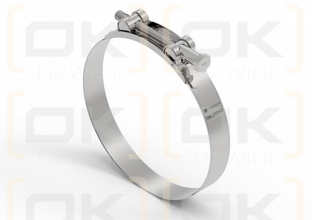 Opaska zaciskowa GBS 188-200 (obejma W2 - stal nierdzewna) szerkość 26mm TEGER ( sprzedawane po 5 )