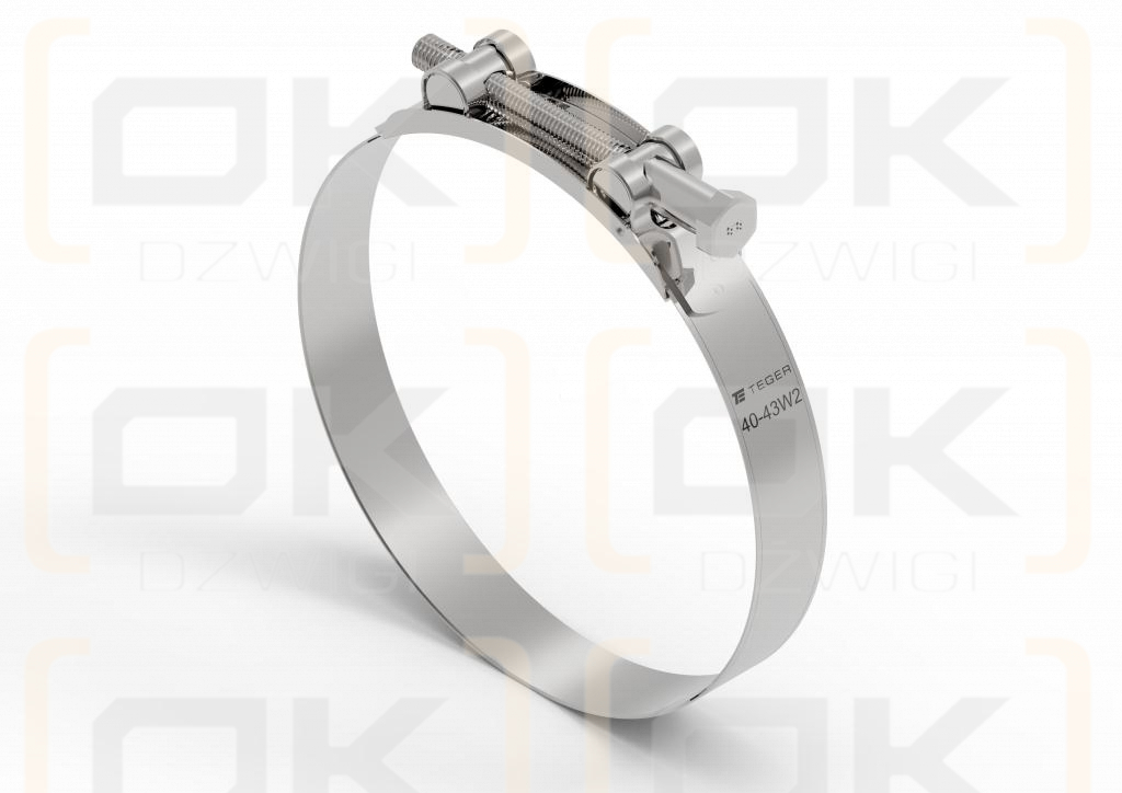 Opaska zaciskowa GBS 40-43 (obejma W2 - stal nierdzewna) szerkość 20mm TEGER ( sprzedawane po 10 )
