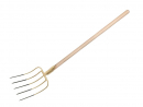 Tenedor multiusos de 5 puntas con mango de madera (longitud 1500 mm), forjado, Teger