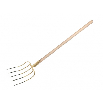 Tenedor multiusos de 5 puntas con mango de madera (longitud 1500 mm), forjado, Teger