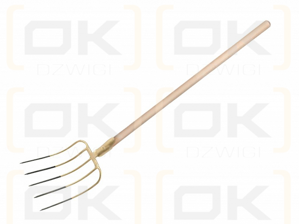 Tenedor multiusos de 5 puntas con mango de madera (longitud 1500 mm), forjado, Teger