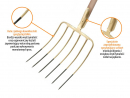 Horca agrícola de 6 dientes para ensilado/maíz, con mango de madera (longitud 1580 mm), forjada, Teger