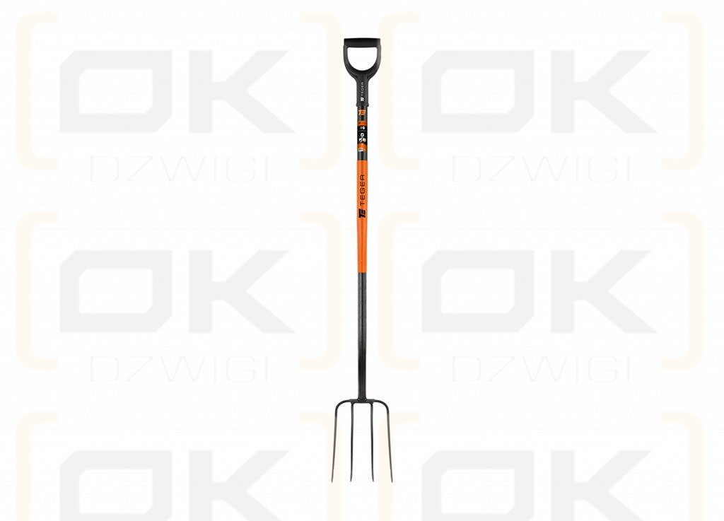 Widły gospodarcze 4-zębne na metalowym trzonku - Extra Long, (dł. 1600 mm), Teger