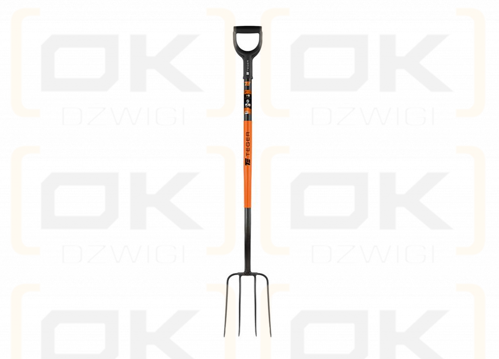 Widły gospodarcze 4-zębne na metalowym trzonku - Standard, (dł. 1250 mm), Teger
