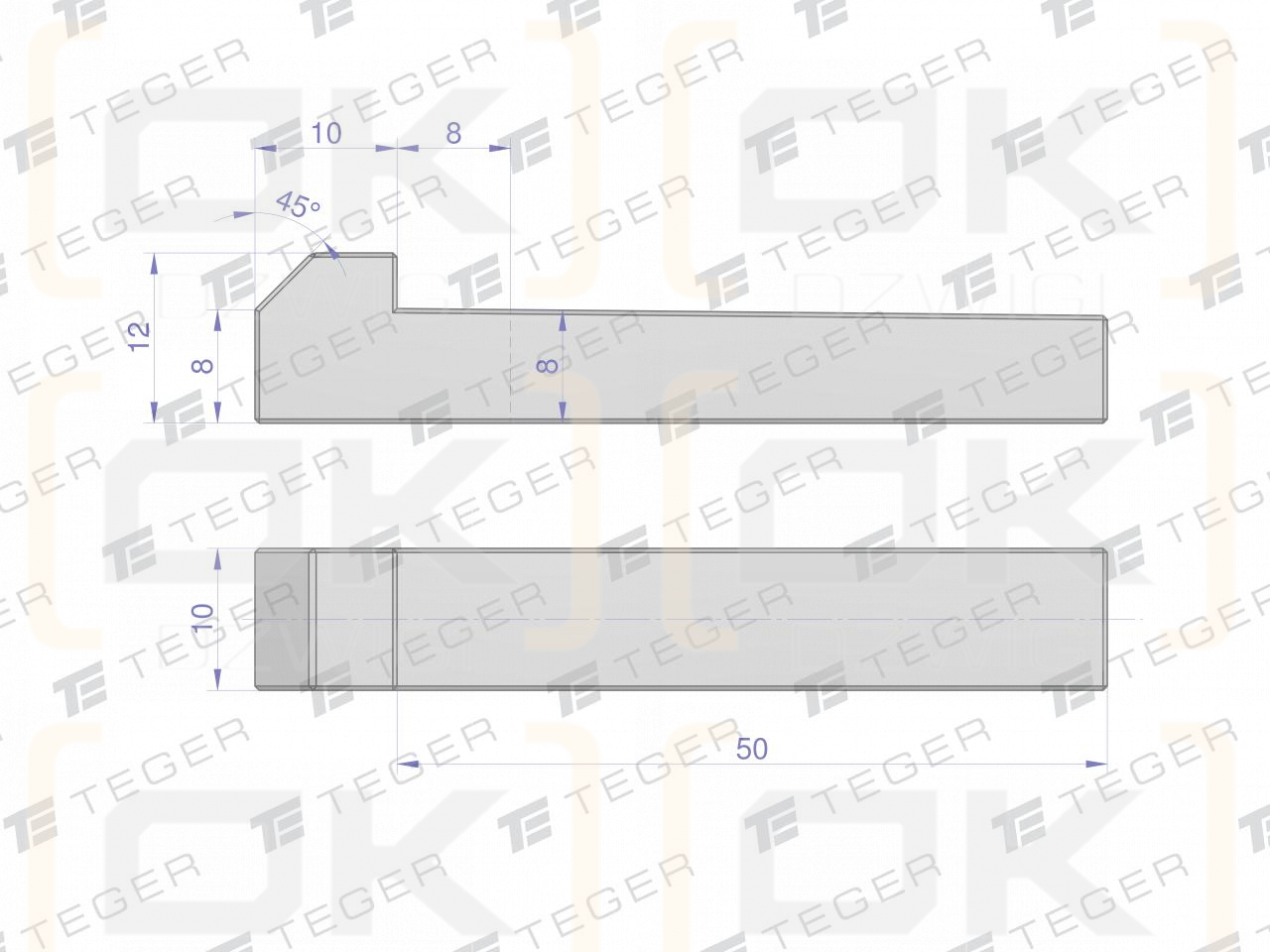 Keil mit Nase 10x8x50 TEGER, (im 5er-Set erhältlich)