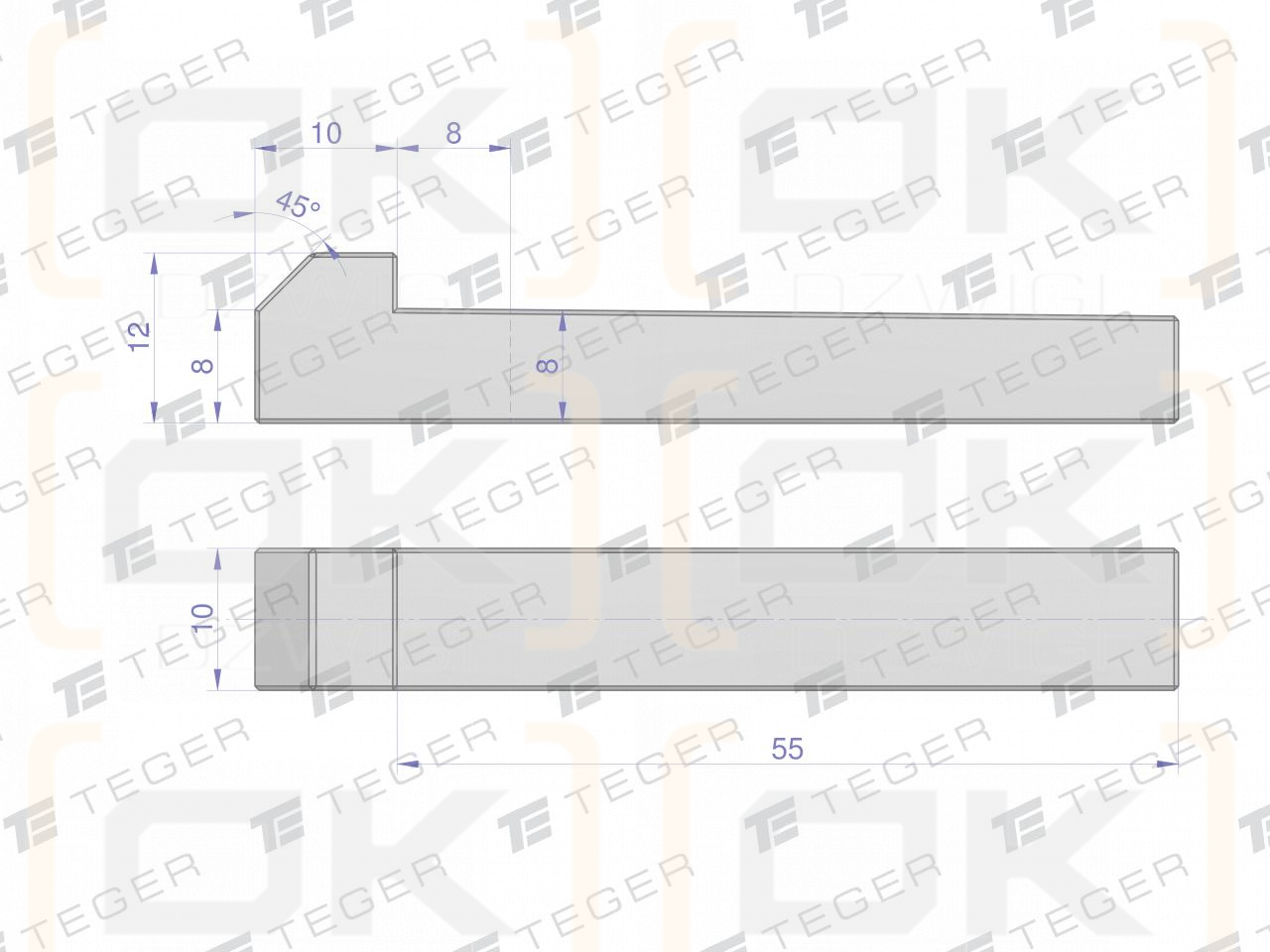 Keil mit Nase 10x8x55 TEGER, (im 5er-Set erhältlich)