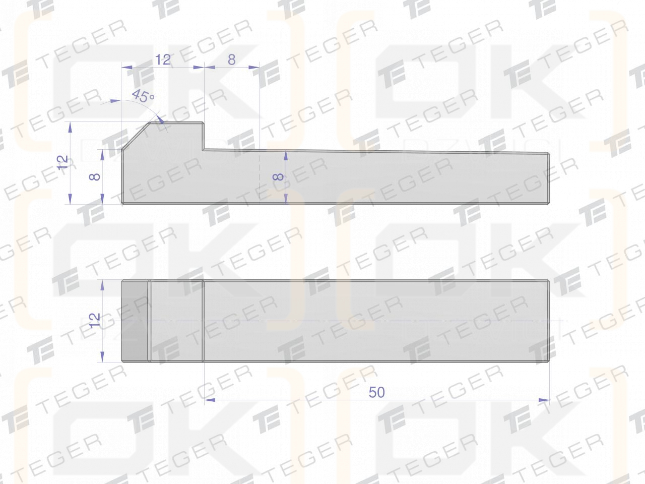 Keil mit Nase 12x8x50 TEGER, (im 5er-Set erhältlich)