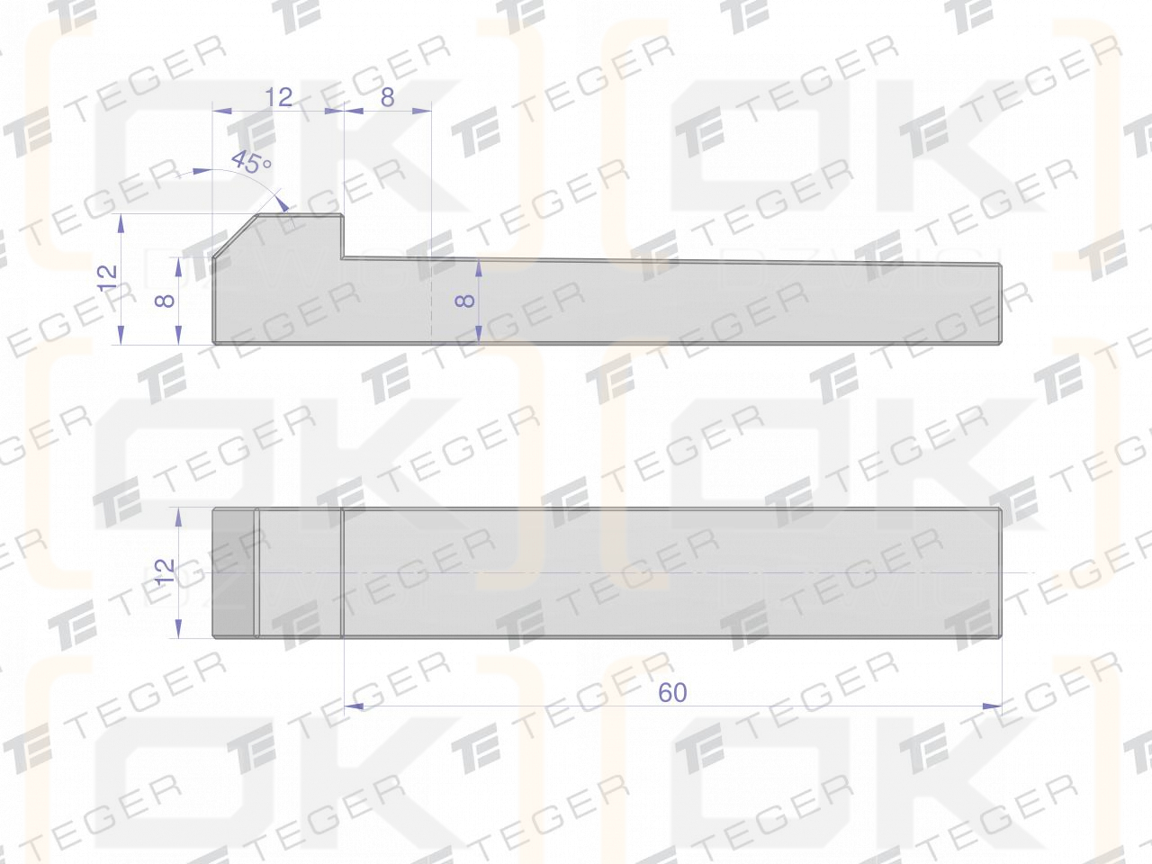 Keil mit Nase 12x8x60 TEGER, (im 5er-Set erhältlich)