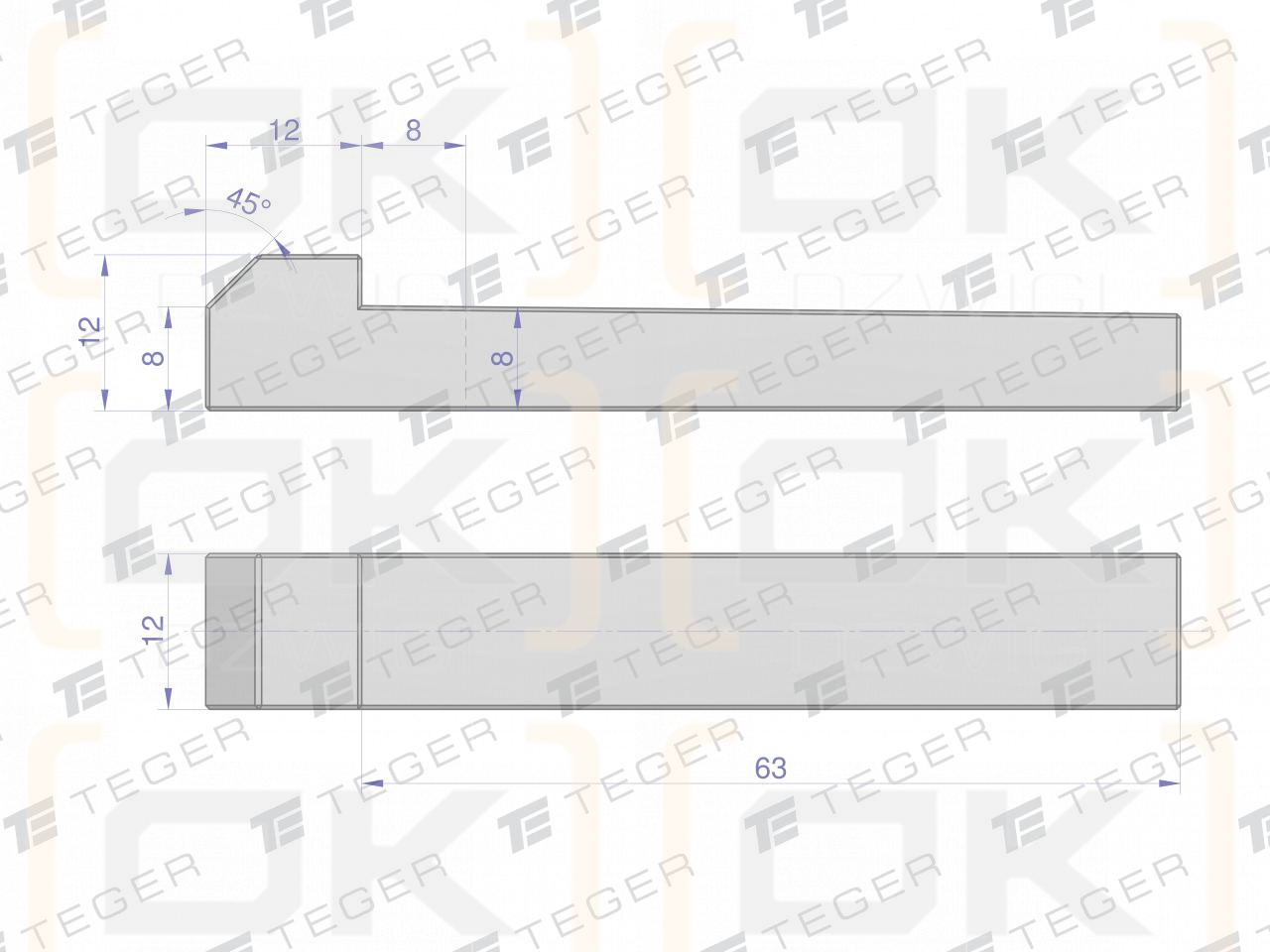 Keil mit Nase 12x8x63 TEGER, (im 5er-Set erhältlich)