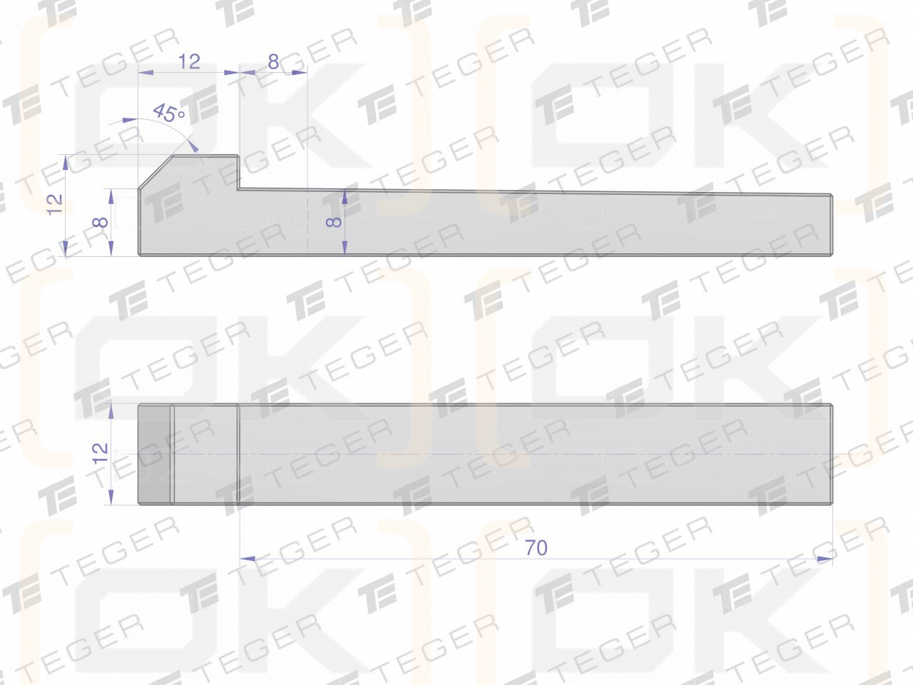 Keil mit Nase 12x8x70 TEGER, (im 5er-Set erhältlich)