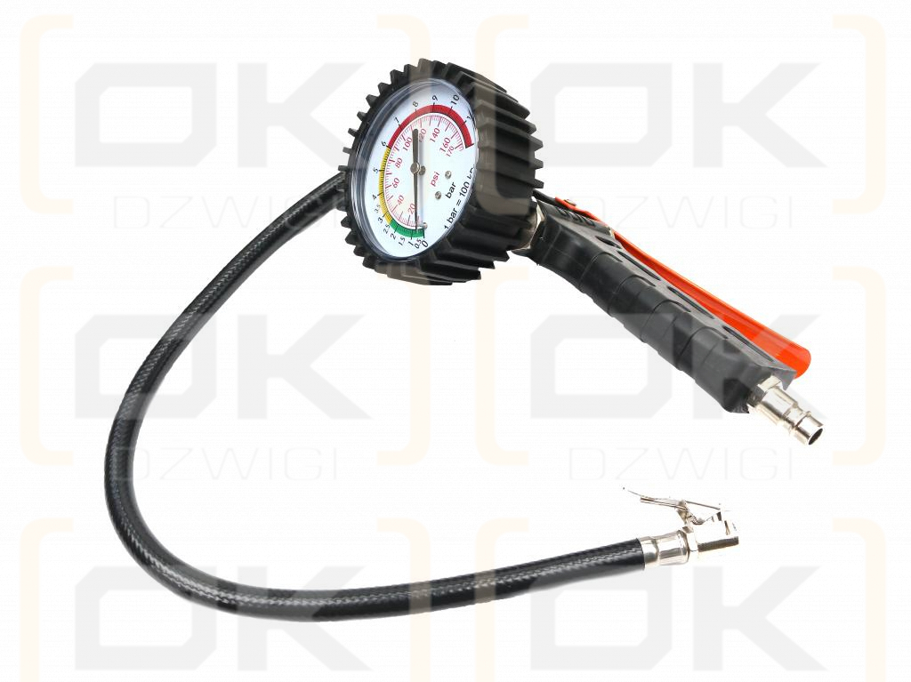 Pistolet do pompowania z manometrem i wężem 50cm Teger