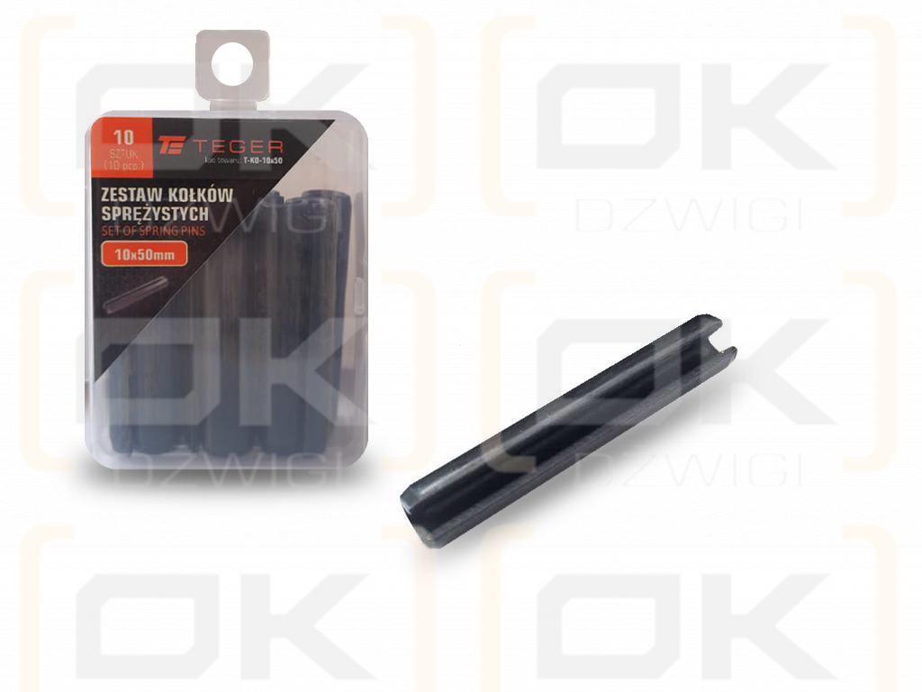 Satz mit 10 x 50 TEGER-Federstiften (im 10er-Satz erhältlich)