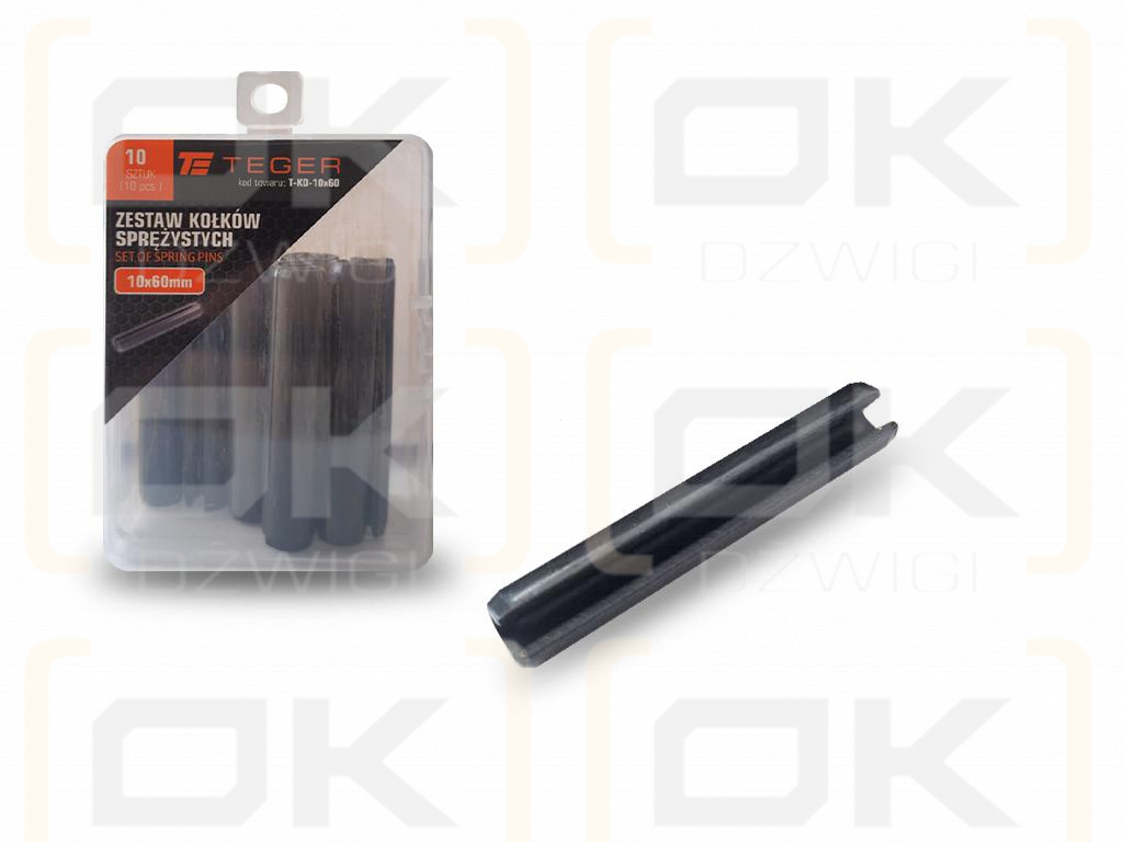 Satz mit 10 x 60 TEGER-Federstiften (im 10er-Satz erhältlich)