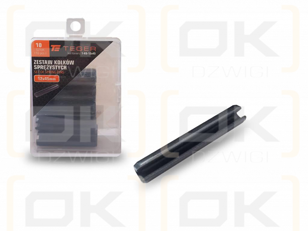 Satz mit 12 x 45 TEGER-Federstiften (im 10er-Satz erhältlich)