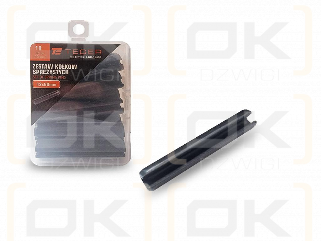 Satz mit 12 x 60 TEGER-Federstiften (im 10er-Satz erhältlich)