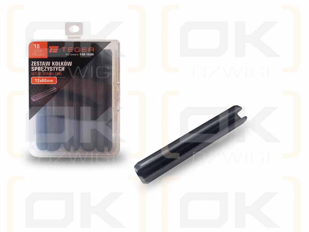 Satz mit 12 x 80 TEGER-Federstiften (im 10er-Satz erhältlich)