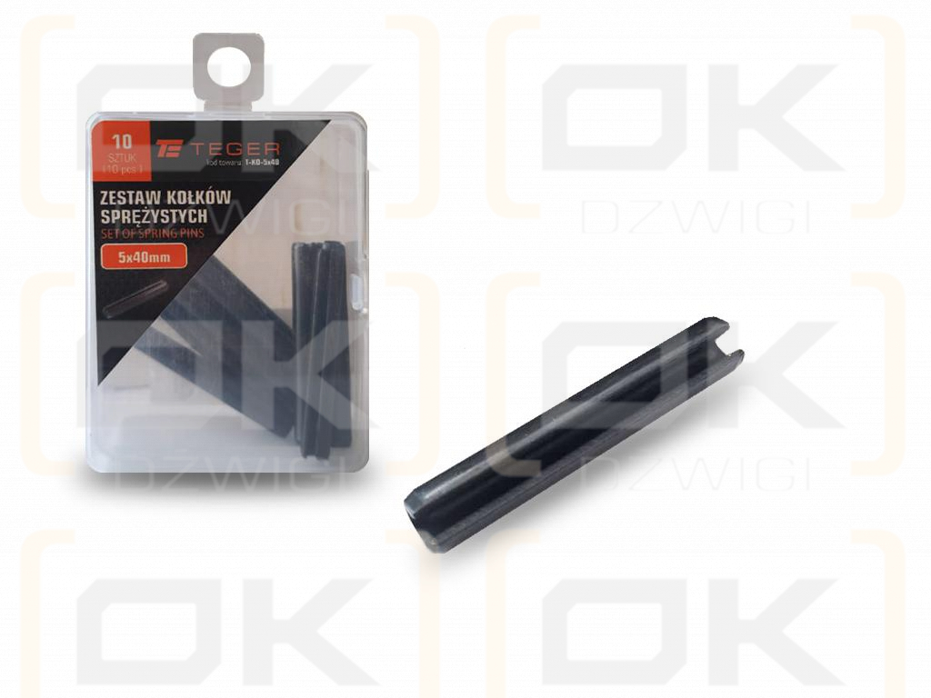 Satz mit 5 x 40 TEGER-Federstiften (im 10er-Satz erhältlich)