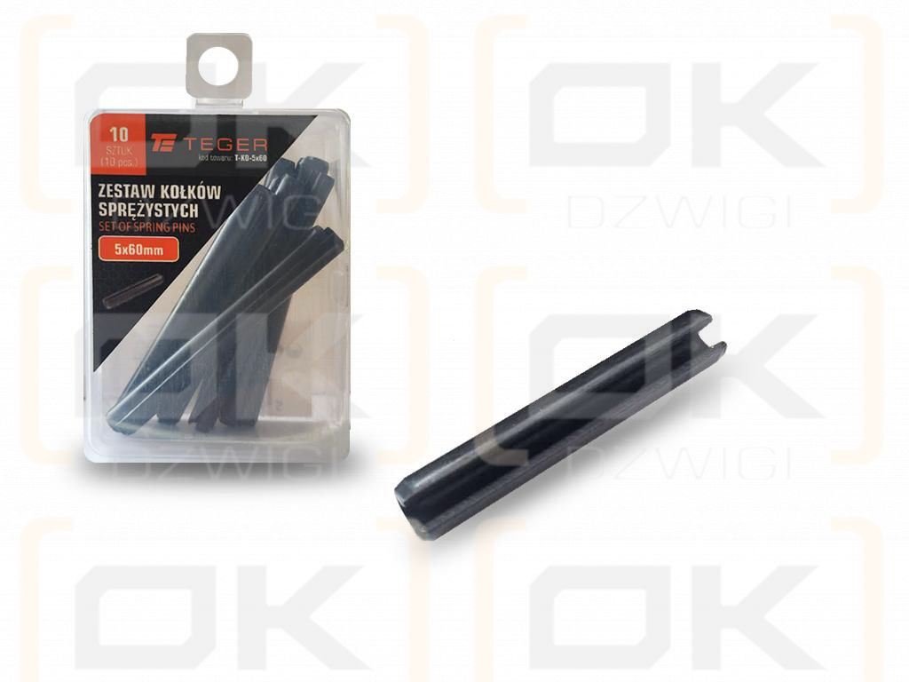 Satz mit 5 x 60 TEGER-Federstiften (im 10er-Set erhältlich)