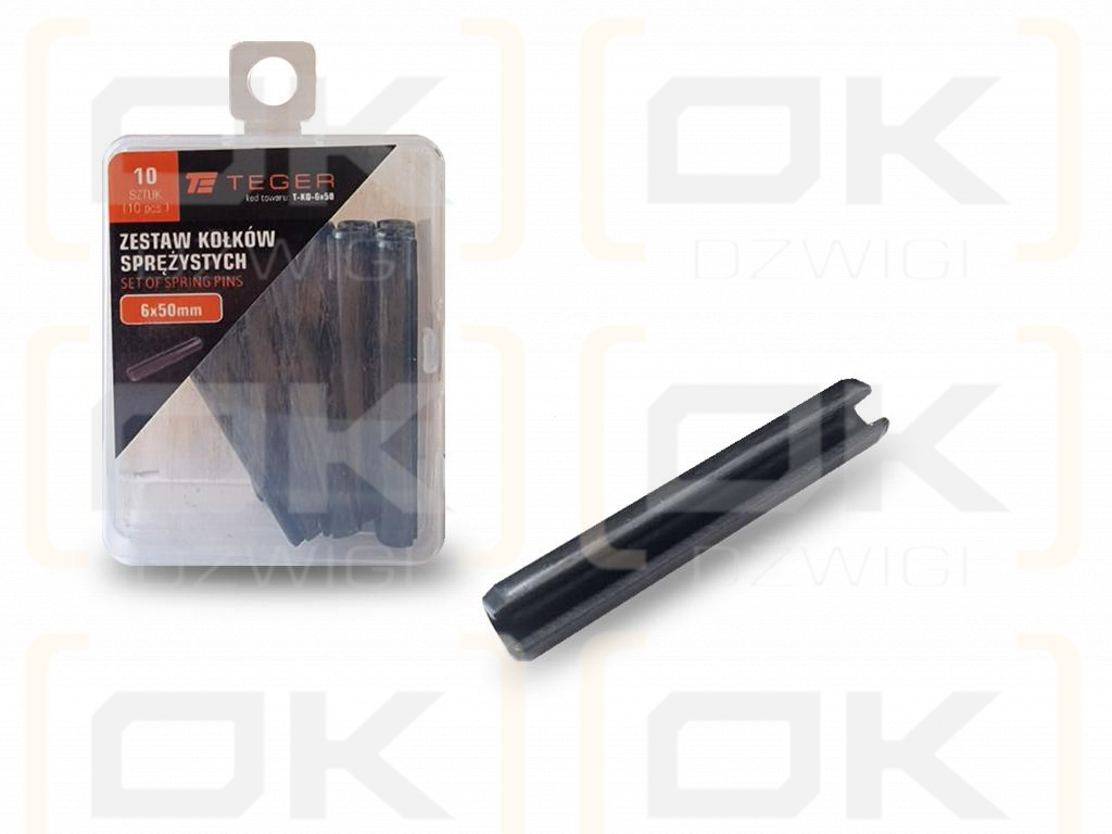 Satz mit 6 x 50 TEGER-Federstiften (im 10er-Satz erhältlich)