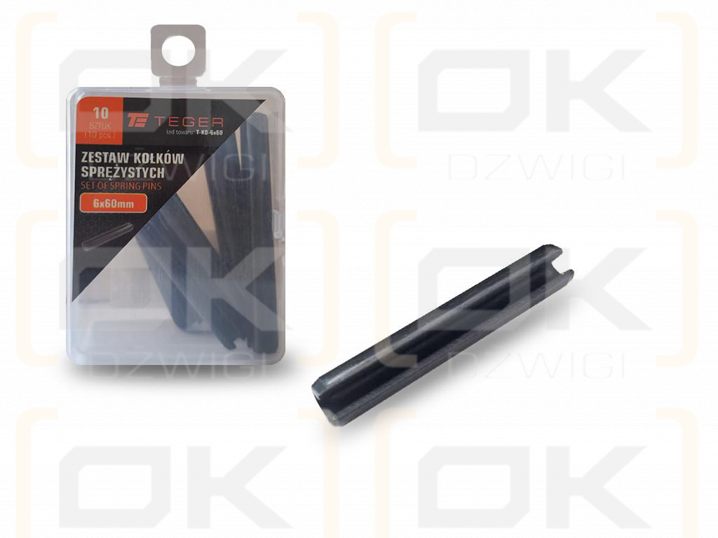 Satz mit 6 x 60 TEGER-Federstiften (im 10er-Satz erhältlich)