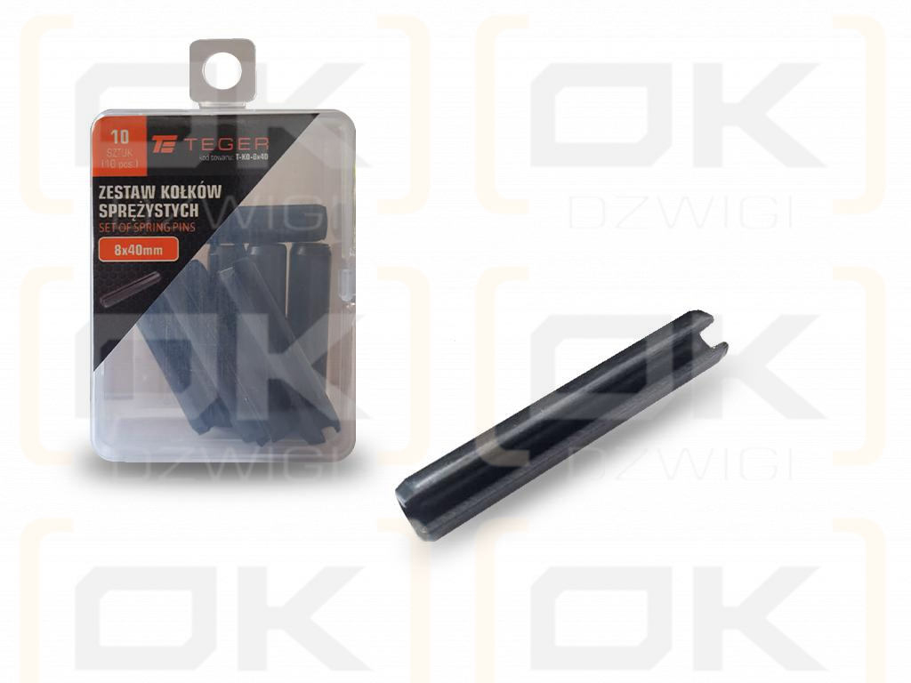 Satz mit 8 x 40 TEGER-Federstiften (im 10er-Satz erhältlich)