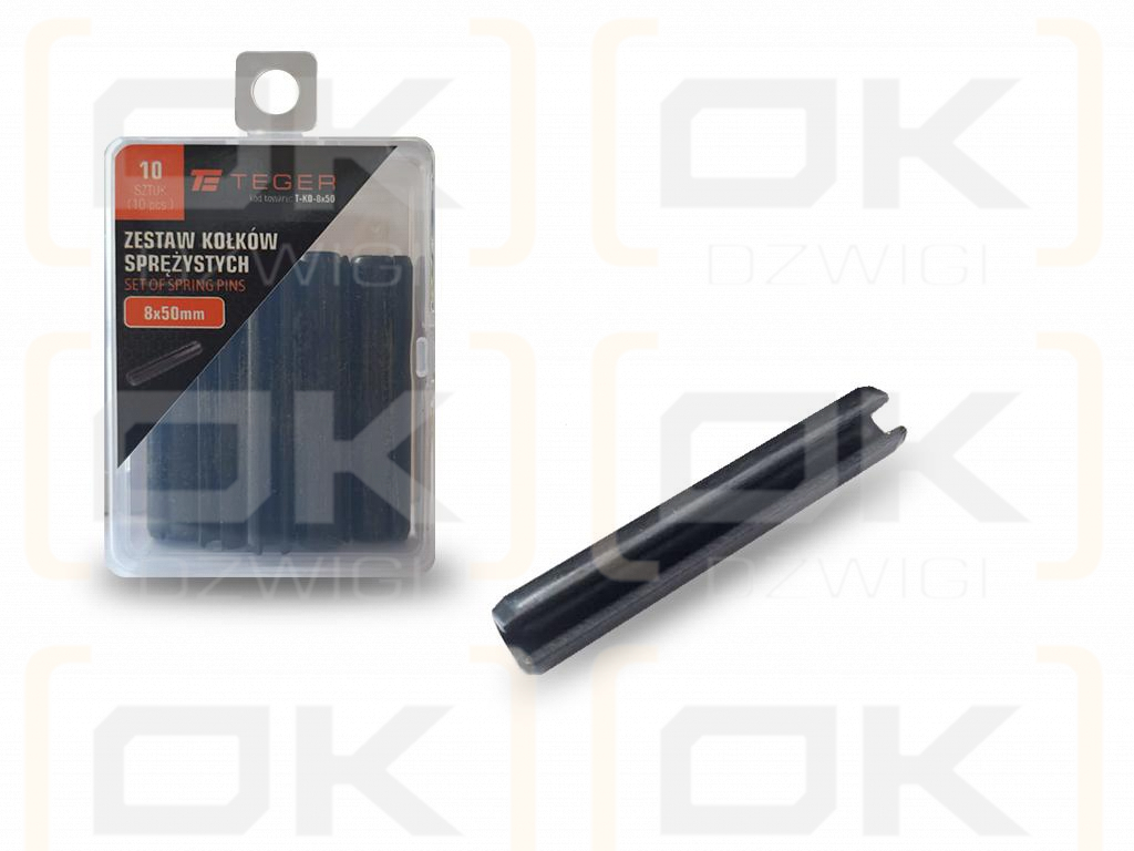 Satz mit 8 x 50 TEGER-Federstiften (im 10er-Set erhältlich)