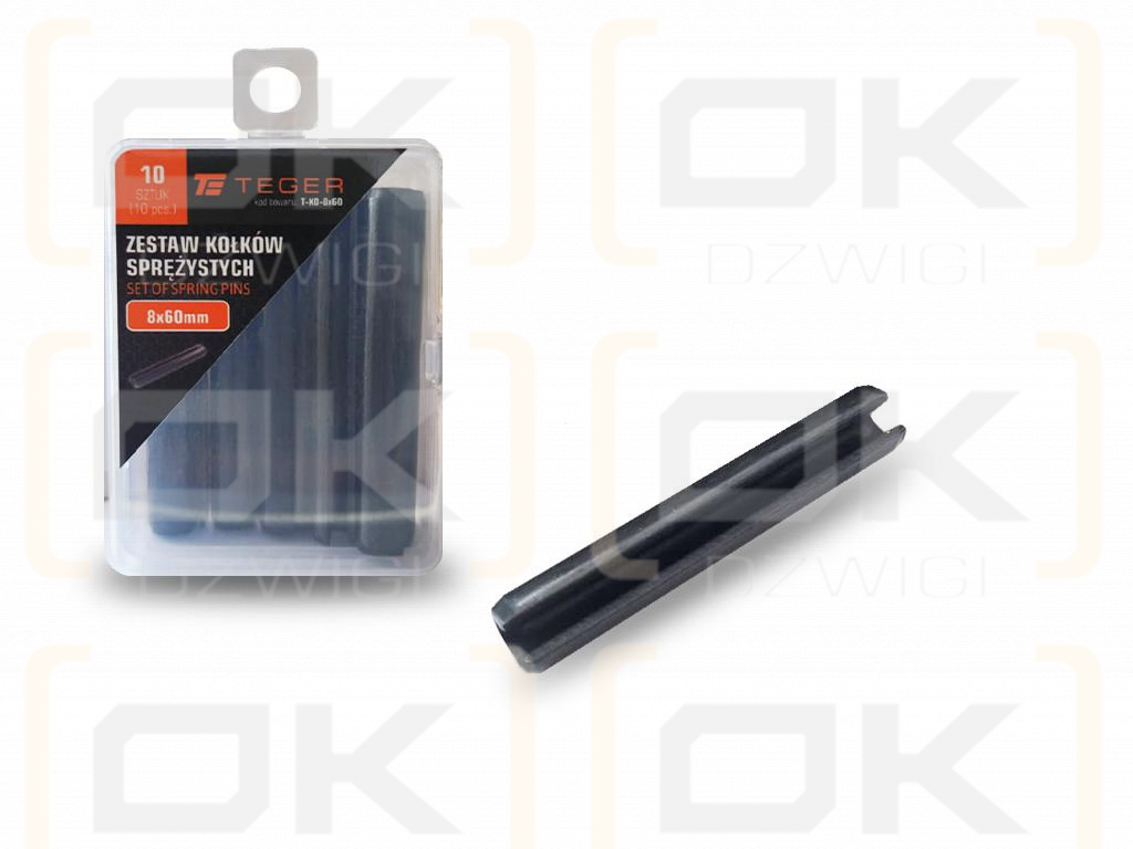 Satz mit 8 x 60 TEGER-Federstiften (im 10er-Satz erhältlich)