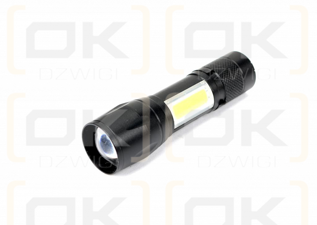 Latarka uniwersalna LED COB 200 lm ładowana USB sprzedawana po 12 szt w kartoniku ekspozycyjnym Teger