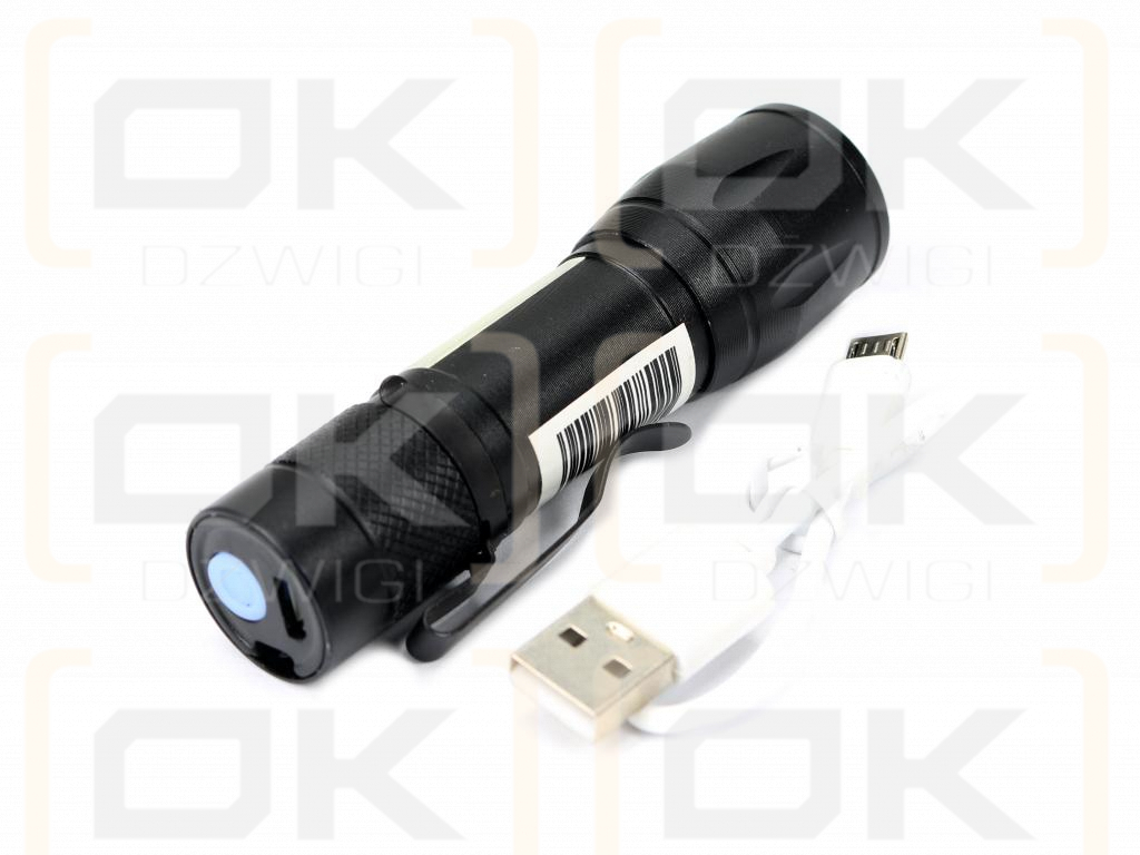 Latarka uniwersalna LED COB 200 lm ładowana USB sprzedawana po 12 szt w kartoniku ekspozycyjnym Teger