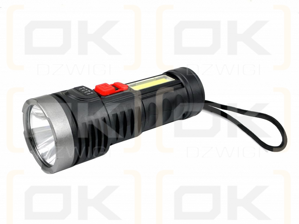 Latarka uniwersalna obudowa z ABS diody LED XPE COB 250 lm z funkcją warsztatową ładowana USB Teger