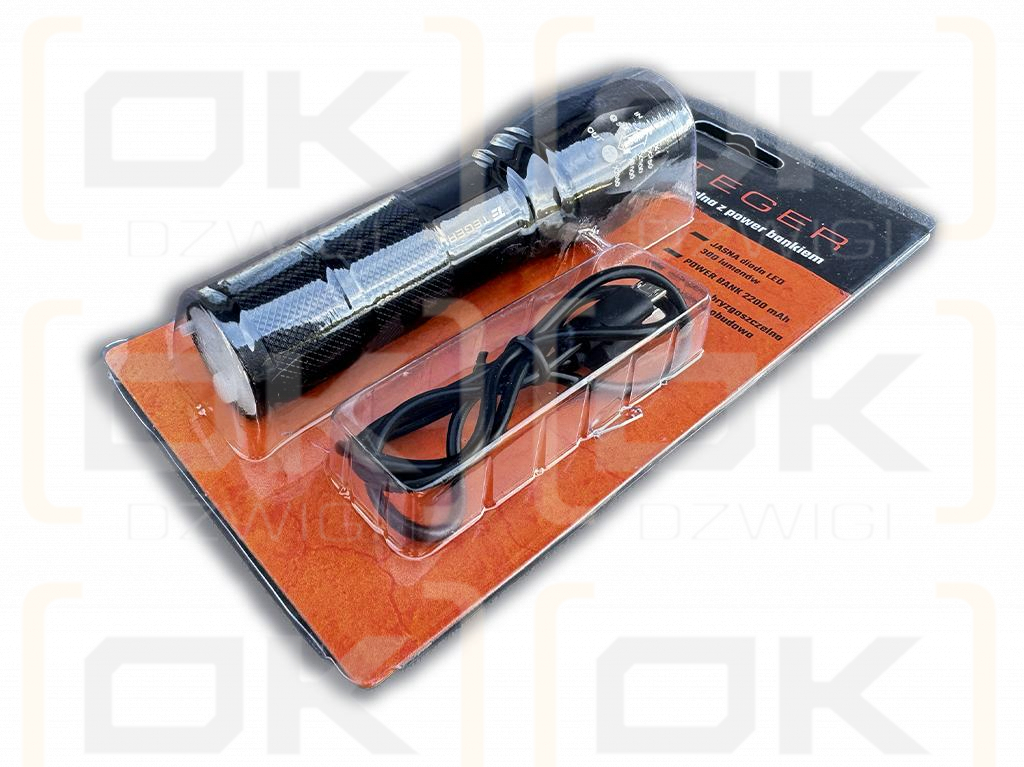 Latarka uniwersalna ładowana USB z funkcją POWER BANK 2200mAh XPS 300 lm Teger