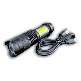 Latarka kompaktowa LED COB aluminiowa obudowa 200 lm z funkcją oświetlenia warsztatowego 500mAh USB Teger