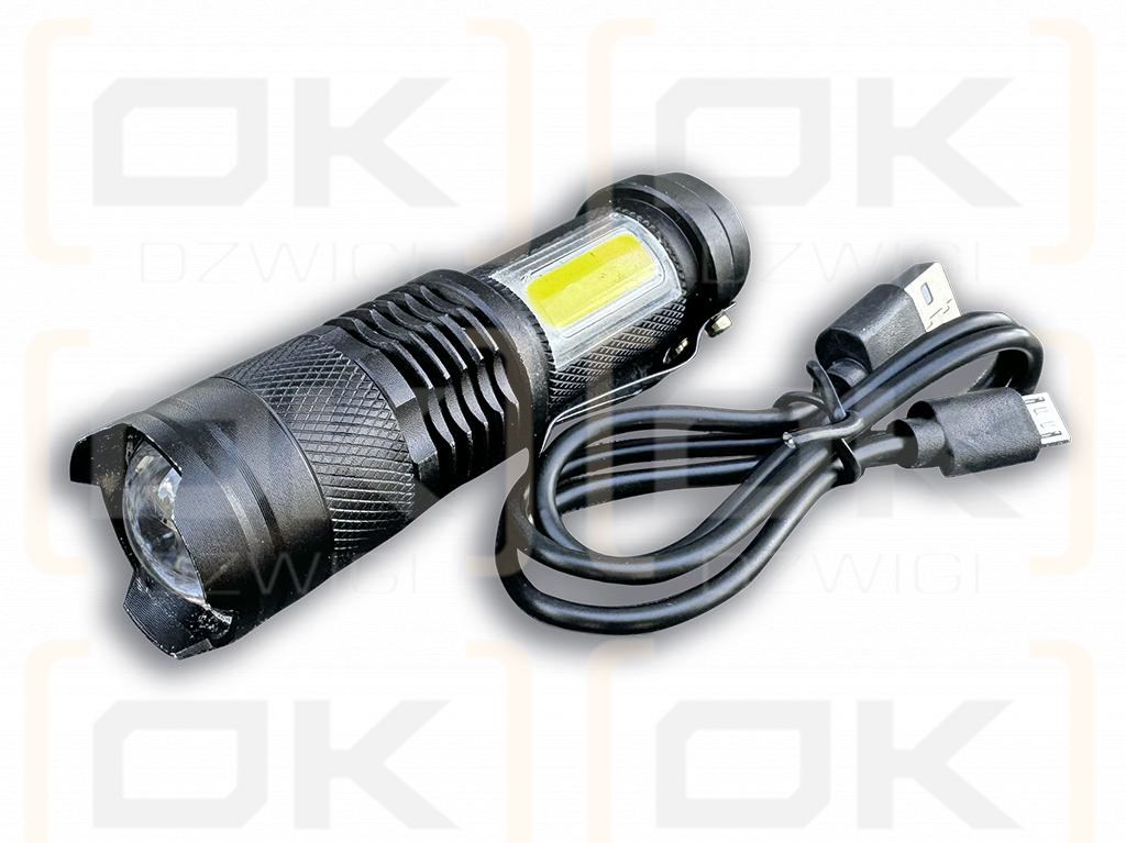 Latarka kompaktowa LED COB aluminiowa obudowa 200 lm z funkcją oświetlenia warsztatowego 500mAh USB Teger