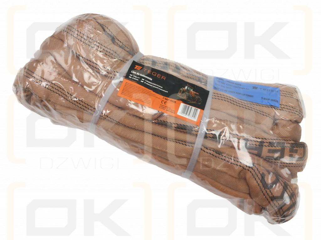 Cuerda de remolque de fibras sintéticas, fuerza de tracción 42T, longitud 6m, certificada Teger