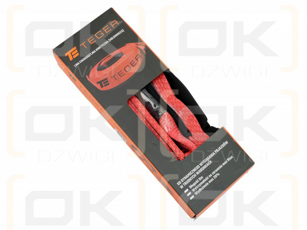 Lina ewakuacyjna kinetyczna z włókien syntetycznych, uciąg 3T długość 6m  wskaźnik 20%, Teger