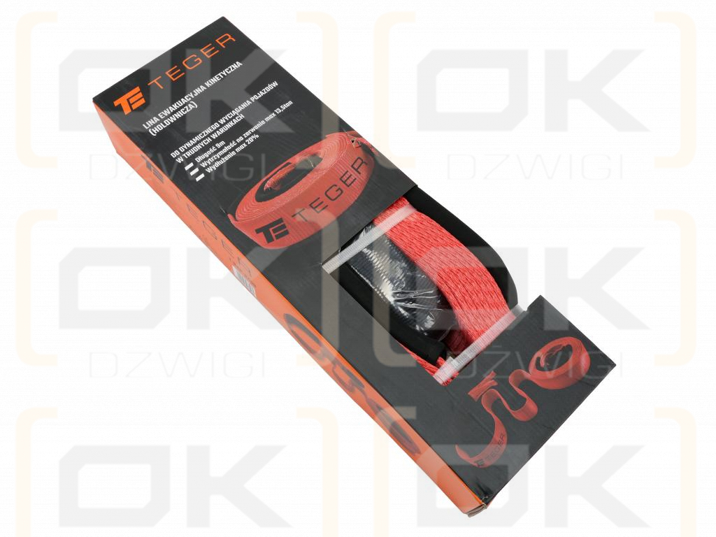 Lina ewakuacyjna kinetyczna z włókien syntetycznych, uciąg 4,5T długość 9m wskaźnik 20%, Teger