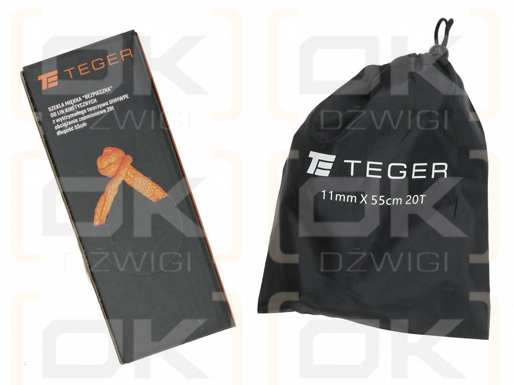 Szekla z włókien syntetycznych, długość 55mm uciąg 20T, do lin kinetycznych i zwykłych, Teger