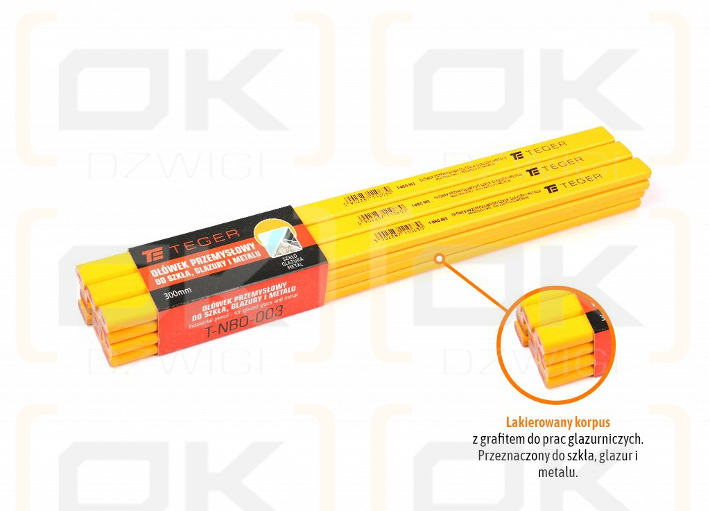 Ołówek przemysłowy - do szkła glazury i metalu / 300mm / TEGER (sprzedawane po 12 szt)