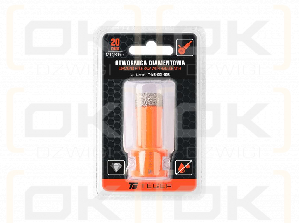 Otwornica diamentowa z uchwytem M14/20 mm / TEGER