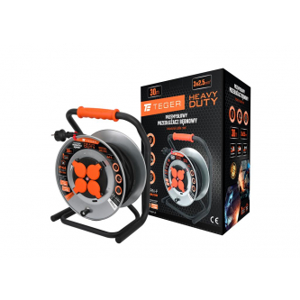 Carrete de cable alargador industrial HEAVY DUTY, 3X2,5mm, IP44, H05RR-F, cert. CE / 30M, Teger
